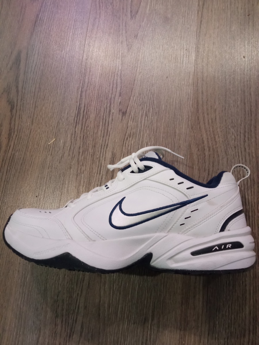 custom review-Nike Air King 4 Белый Темно-синий Текстиль Кожа Противоскользящие Низкие Кроссовки Мужские Сине-белые