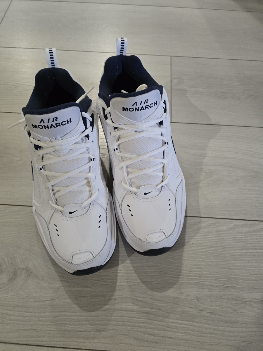 custom review-Nike Air King 4 Белый Темно-синий Текстиль Кожа Противоскользящие Низкие Кроссовки Мужские Сине-белые