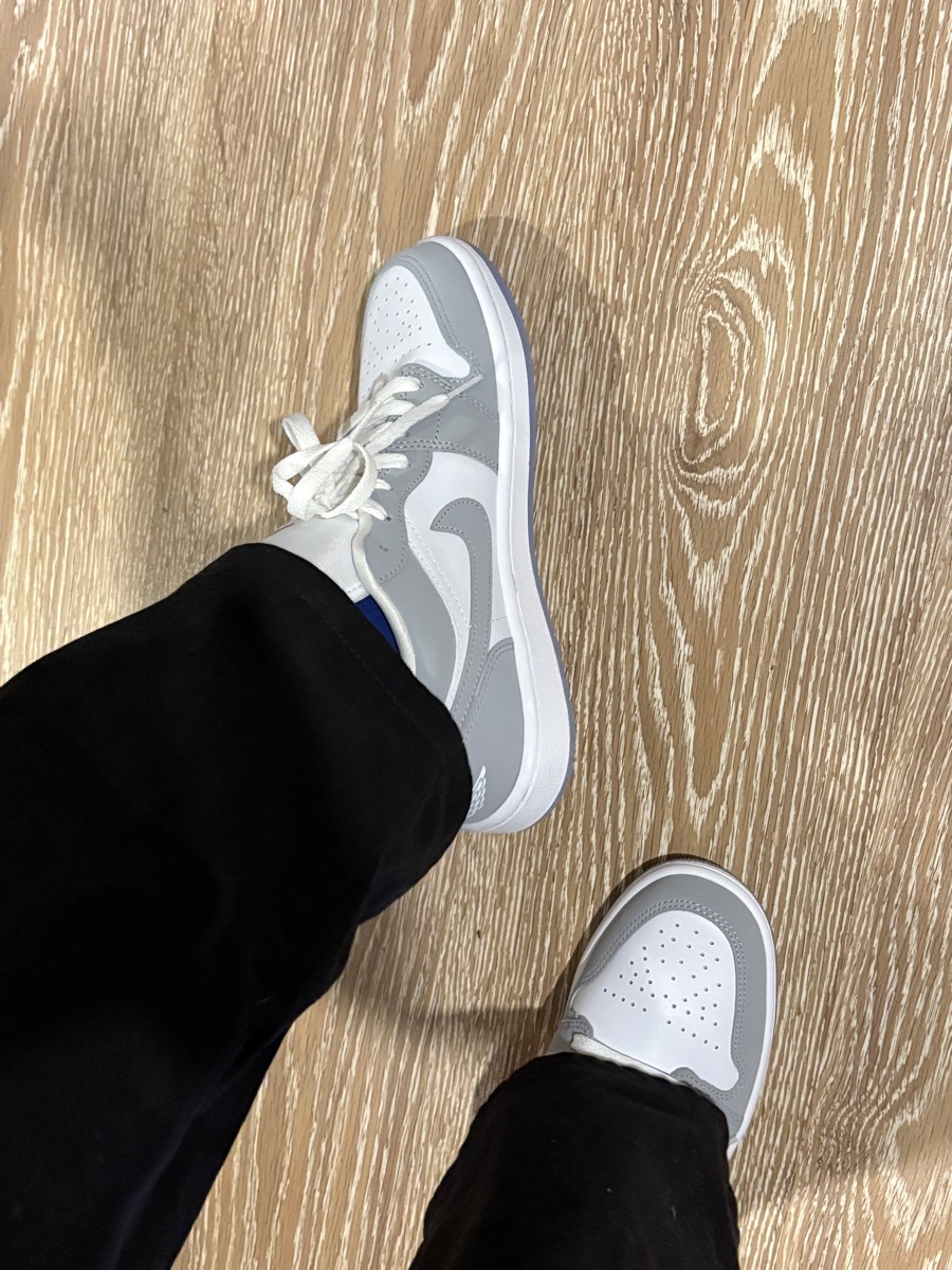 custom review-Jordan Air Jordan 1 Амортизация Низкие Ретро-баскетбольные кроссовки Женские Серый Белый